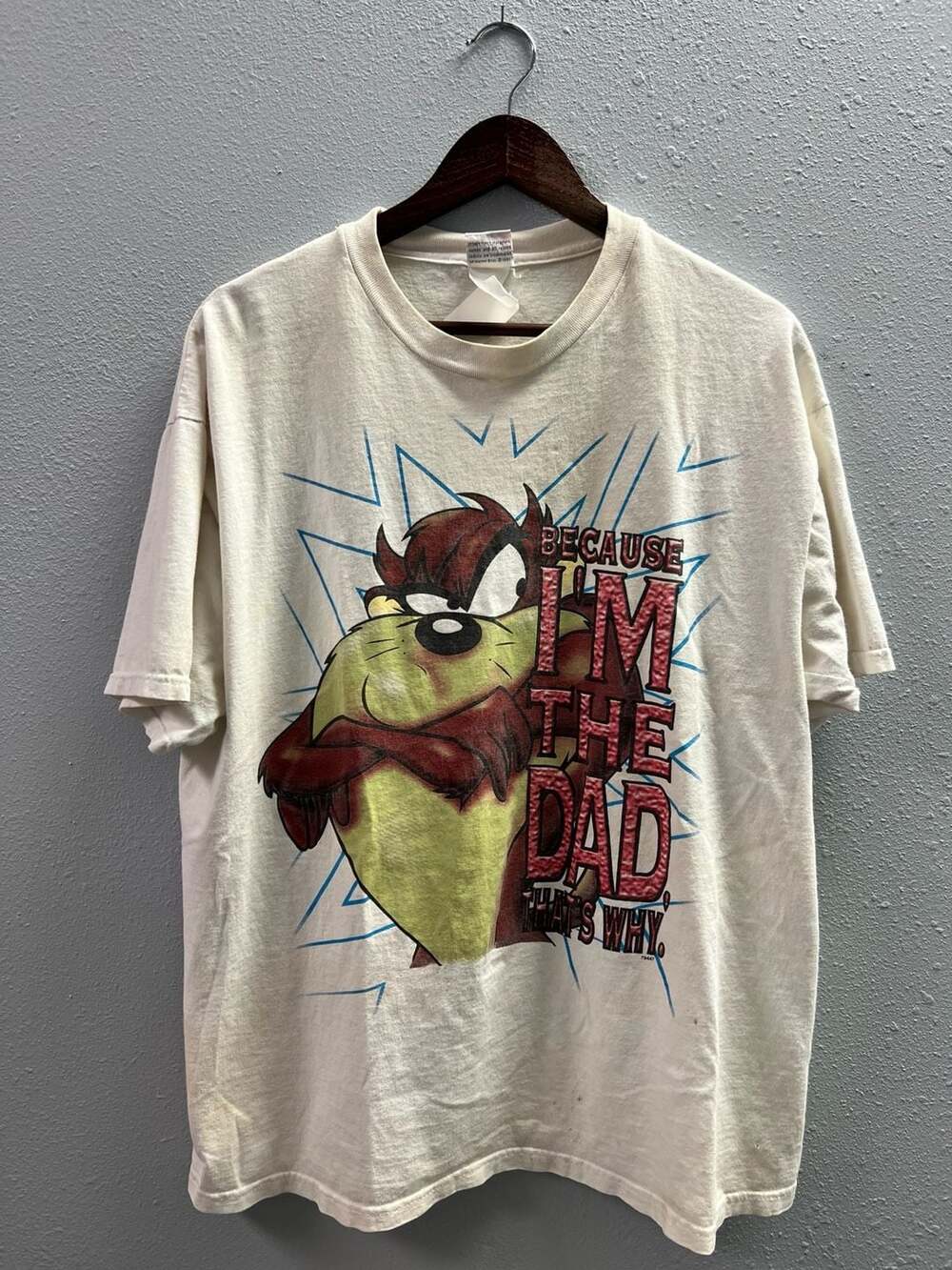 Vintage 1997 Looney Tunes Taz 'Because I'm The Dad' Graphic T-Shirt 0032